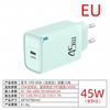 Cargador de teléfono móvil PD45W transfronterizo, nuevo, tipo C, cargador único europeo/americano/británico, cabezal de carga rápida QC5.0