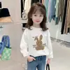 Ropa Casual de Primavera Redonda para Niñas, Ropa de Primavera y Otoño 100% Algodón Puro de Manga Larga Fina, Top Casual Estilo Coreano