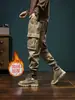 E-commerce Transfronterizo del Sudeste Asiático Pantalones Casuales de Terciopelo Grueso Otoño/Invierno para Hombre Joggers Sueltos Tendencia Americana Multibolsillo