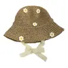 Sombrero de Paja Azul con Flores Dulces y Lindas para Niños y Mujeres, Sombrilla para la Playa de Verano, Protector Solar para la Playa, Sombrero de Pescador Fresco y Moderno