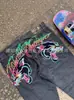 Nuevas Ventas Directas Estilo Americano desde el Extranjero, Jeans Personalizados con Pedrería Caliente, Pantalones Casuales Sueltos de Moda Japonesa High Street, Unisex