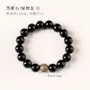 Coleção Série de Contas de Cristal de Obsidiana, Pulseiras de Círculo Único de Vários Tamanhos para Homens e Mulheres, Estilo Simples e Versátil, Atacado