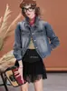 Jaqueta Shirt Jeans Curta para Mulheres 2025 Outono Novo Estilo Coreano Design Solto Jaqueta Camisa Top Estilosa
