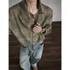 Camisa masculina de manga longa com gola, tie-dye retrô americana, para primavera e outono, de alta qualidade, estilosa e casual, de corte solto, adequada como camada base ou peça externa.