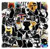 50 adesivos de grafite de gato preto de desenho animado para mala, caderno, tablet, capa de celular, papelaria, adesivos decorativos à prova d'água