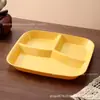 Plato Especial para Cena Reductor de Grasa Tres Compartimentos Plato para Servir Reductor de Grasa Paja de Trigo Anticaída Plato Doméstico Plato de Servicio de Alto Valor
