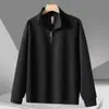 Sudadera de Algodón con Media Cremallera de 320 g, Nuevo Estilo Otoñal, Cuello Alto Versátil Simple de Gama Alta Color Sólido Raglán para Hombre Cuello Alto