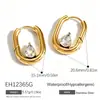 Pendientes Yuhui de Acero de Titanio Transfronterizos, Forma de Gota de Agua con Diamante, Forma de U, Estilo Clásico, Lujo Ligero, Sensación de Alta Gama, Chapado en Oro Real, Pendientes Impermeables