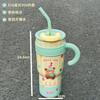 Vaso de agua con pajita de gran capacidad y alto valor para niñas, bonito vaso de hielo portátil de acero inoxidable 316 de una tonelada