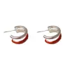 Brincos de Gota de Óleo Vermelho de Camada Dupla da Nova Moda Outono e Inverno, Elegantes Personalizados, Luxo Acessível, Design Simples e Único para Mulheres