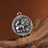 Ciervo Dorado Rey Plata Pura Estilo Étnico Retro Doble Felicidad León Despertar Anillo Doble Colgante Accesorios para Joyería de Plata DIY Accesorios de Cuerda Trenzada Hechos a Mano
