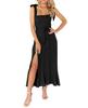 Vestido Europeu e Americano de Verão Cor Sólida com Alças de Laço, Saia Longa Babados, Decoração de Amarrar Emagrecimento, Estilo Sexy de Garota Quente
