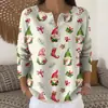 Sudadera de Punto con Cuello en V, Botones y Mangas Largas, Estilo Nuevo Transfronterizo, Otoño e Invierno, Suéter con Estampado de Moda Personalizado para Mujer