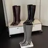 Botas de Caballero de Caña Alta para Mujer en Piel de Vaca, Nuevo Estilo Otoño/Invierno, Punta Fina, Tacón Alto Fino, Botas Altas hasta la Rodilla, Botas de Caña Recta para Mujer