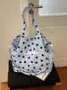 2026 Nuevo Estilo Fresco Diseño de Puntos Bolsas de Cubo de un Solo Hombro Patchwork de Lino y Cuero Bolso Hobo para Debajo del Brazo para Mujer