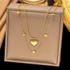 [Collar de Acero de Titanio Dorado + Color Acero] Moda de Lujo Ligero para Mujer El Más Fácil de Combinar Cadena para Clavícula Collar de Amor de Nicho de Gama Alta