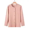 Tejido de Primavera Suéter de Cuello Redondo para Adultos Mayores Mangas Anchas Cardigan Pijama de Algodón Puro para Mujeres y Mayores Ropa de Casa Engrosada para Primavera y Otoño para Traje Hombres
