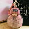 Muñeca para dormir de piel de zorro, juguete de peluche, adornos para teléfono móvil, cordón, muñeca, colgante para bolso de piel real, llavero para coche
