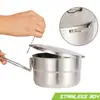 Olla de cocina plegable con mango de acero inoxidable 304 para camping al aire libre, picnic, almuerzo, barbacoa, juego de utensilios de cocina portátil para senderismo
