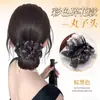 Moño Redondo para el Cabello para Mujeres con Pinza de Garra, Malla Completa para la Parte Trasera de la Cabeza, Moño de Hilo con Flor, Herramienta de Peinado, Moño Falso de Cabello Natural Realista