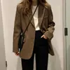 Blazer de lana marrón estilo coreano para mujer, nuevo modelo otoño e invierno 2026, top de lana casual retro para mujeres petite