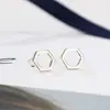 Aretes Hexagonales Estilo Coreano Versátiles Brillantes Estilo Bosque para Mujer Estudiante Pequeños Frescos Diseño de Nicho Geométricos Moda Elegantes