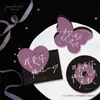 Cartão Criativo para o Dia dos Namorados Chinês Cartão de Saudação Especial em Formato de Disco Roxo Decoração com Atmosfera Romântica Flores de Confissão Etiqueta para Cartão de Presente