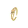 Anillo Ajustable Abierto de Zirconia Irregular Chapado en Cobre Oro Real 18K de Venta Caliente Transfronterizo Anillo Versátil Estilo Retro Francés