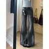 Chao Li tiene en stock Jeans de microcampana negros y grises para mujer Otoño/Invierno 2026 Nuevos de tiro bajo holgados que no se pegan a las piernas Pantalones de campana
