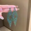 Brincos de Corrente Longa com Garras Exageradas Elegantes de Prata S925 com Strass para Mulheres Brincos com Franjas de Diamante Colorido Europeus e Americanos Brincos da Moda
