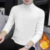 Promoção roupa íntima térmica masculina roupas de outono peça única top veludo dupla face gola alta meia gola cor sólida manga longa camiseta de baixo