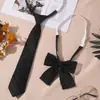 Corbata JK Cuadros Rojos Decoración de Graduación para Mujer Estilo Estudiante Universitario Pajarita sin Nudo Camisa Estilo Japonés