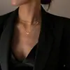 Collar Clásico y de Moda Apilado Doble Capa Corazón para Mujer Diseño de Alto Nivel Nicho Lujo Ligero Cadena para Clavícula Cadena Hueso de Serpiente