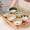 Conjunto de Louça Estilo Nórdico Tigela de Arroz Tigela Pequena Tigela Cerâmica Estilo Japonês Doméstica Tigela Cerâmica para Macarrão Instantâneo Alto Valor Estético Conjunto de Tigelas e Pratos Modernos