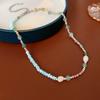 Collar de perlas barrocas de agua dulce, sencillo, elegante, colorido, con cadena de clavícula y cuentas, de lujo, de alta gama, para mujer.