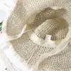 Sombrero de Paja para Mujer Estilo Coreano Estilo Japonés Verano Delgado Transpirable Encaje Encaje Hueco Estilo Pequeño Fresco Cuerda a Prueba de Viento