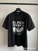 Erd Melancólico Rico Segunda Generación Estampado de Letras Viejo Holgado Retro Vintage Camiseta de Manga Corta para Hombre y Mujer Tendencia Verano