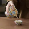 Juego de té portátil esmaltado, estilo palacio chino de alta gama, regalo de negocios, recuerdo corporativo para eventos de inauguración
