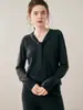 Suéter de Cachemir Puro para Mujer, Corte Ajustado con Cuello en V de Cinta, Tejido Cálido, Corte Holgado, Adelgazante, Elegante