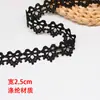 Encaje de Lazo Negro Bordado de Poliéster 2.5cm de Ancho Decorativo Bidimensional para Ropa Encaje de Collar Código de Barras