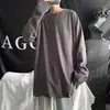 Dobladillo de camiseta interior rasgado camiseta blanca de manga larga para hombre otoño ins estilo Hong Kong tendencia camiseta interior top holgado