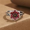 Anillo vintage de nenúfares rosas con esmalte cloisonné, estilo étnico, estilo loto, apertura ajustable.