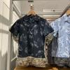 Roupas infantis para meninos e meninas modal algodão misturado estampado gola aberta camisa manga curta 465128 465127