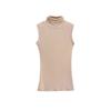 Estilo europeu e americano Retro Slim-Fit Elastic Stack Collar Colete Feminino Primavera Nova Base Spice Girls Top Sem Mangas Cor Sólida
