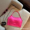 Top Corto de Tirantes Deportivas Sexy Puro con Cuello Colgante Lencería Chica Caliente de Mujer Color Sólido Wrap-Chest Sujetador Top Corto