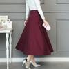 Falda Larga Plisada de Algodón de Cintura Alta Slim A-line Vintage Artística para Primavera y Otoño, Falda de Vuelo Grande, Falda Elástica para Mujer