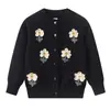 Suéter de primavera y otoño estilo coreano transfronterizo para niños de 1 a 14 años, chaqueta con botones, cárdigan de punto floral de algodón para niñas