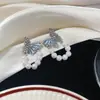 Pendientes de Mariposa Diamante Azul Perla de Imitación para Mujer Verano Dulce Diseño de Nicho Pendientes Nueva Tendencia al por Mayor