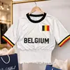Top Camiseta de Manga Corta para Mujer Verano 2026, Jersey Mundial, Jersey Sexy con Estampado de Bandera, Bonito, Ceñidor de Cintura