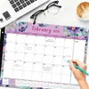 Calendário Floral 2026 com Marcadores de Feriados, Calendário de Mesa Universal para Casa e Escritório, Ilustração de Desktop para Casa